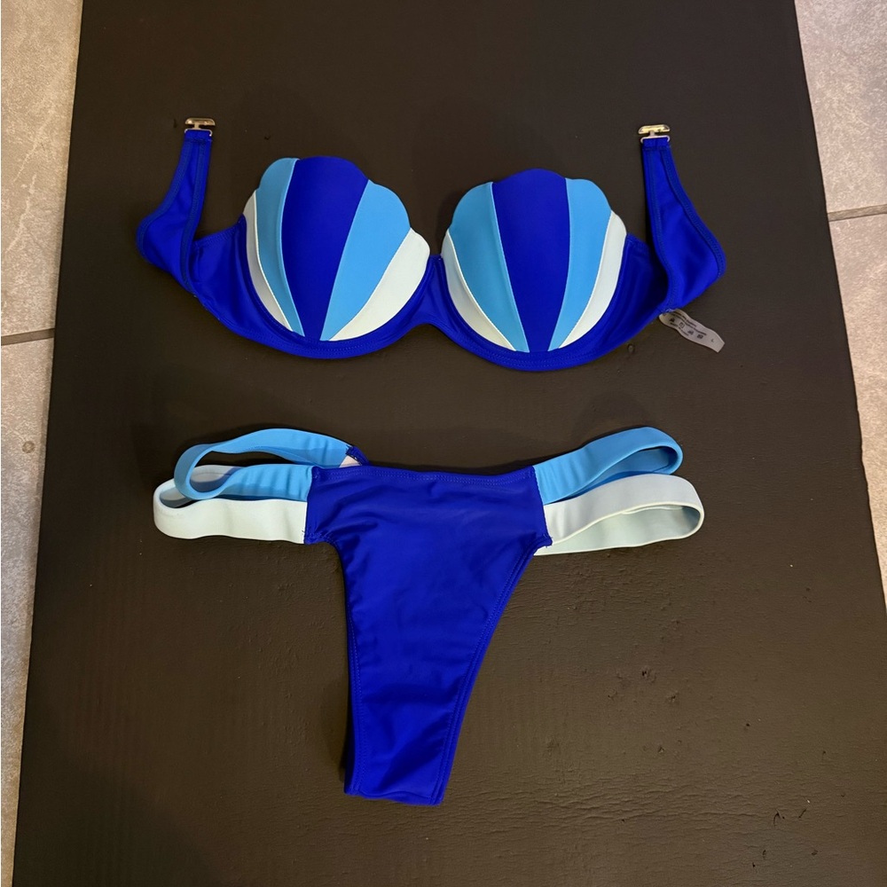 Blue and Light Blue Women's Bikini Set